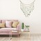 Hanging Eucalyptus Boho Wall Décor – Large 36" x 36" Bedroom Wall Hanging with Wooden Bead Garland and Artificial Greenery, Natural Simple Color Wood-Chip Style
